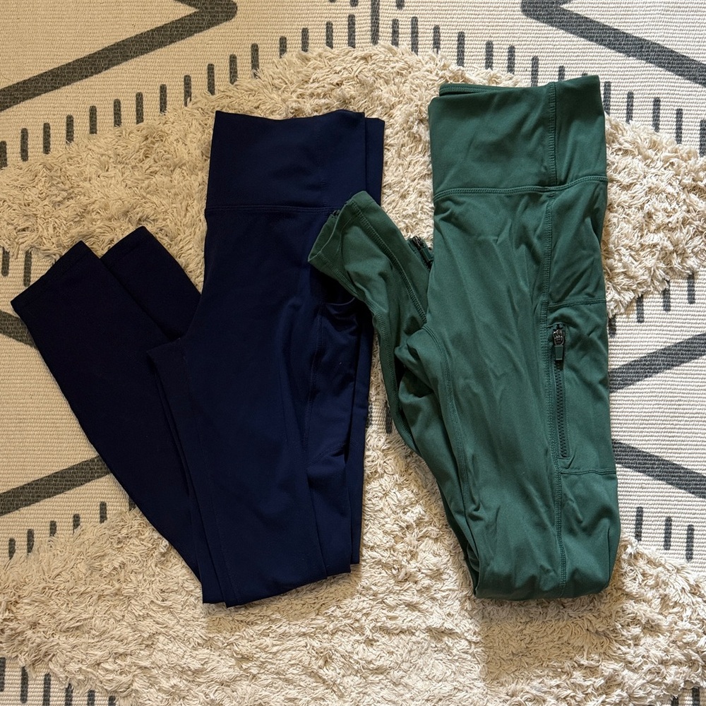 Fabletics Navy and Green Leggings